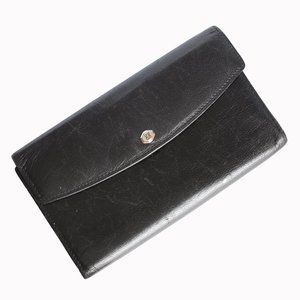 Bosca Wallet with Check Book Holder Black Leather Trifold Vintage